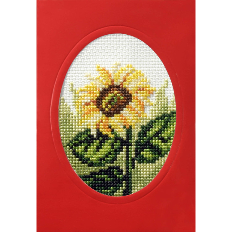 Cross stitch handmade card Sunflower SA6102