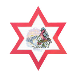 Набор для вышивки крестом Снегирь в звездной рамке 18х18 SA6628