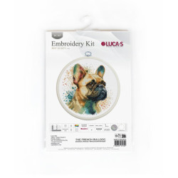 Counted Cross Stitch Kit with Hoop Included "The French Bulldog" 15x15cm SBC207