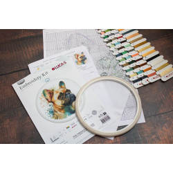 Counted Cross Stitch Kit with Hoop Included "The French Bulldog" 15x15cm SBC207