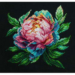 Counted Cross Stitch Kit with Hoop Included ''Abalone Pearl'' Peony 12x12cm SBC203