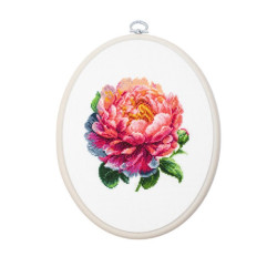 Counted Cross Stitch Kit with Hoop Included ’’Coral Charm’’ Peony 12x12cm SBC205