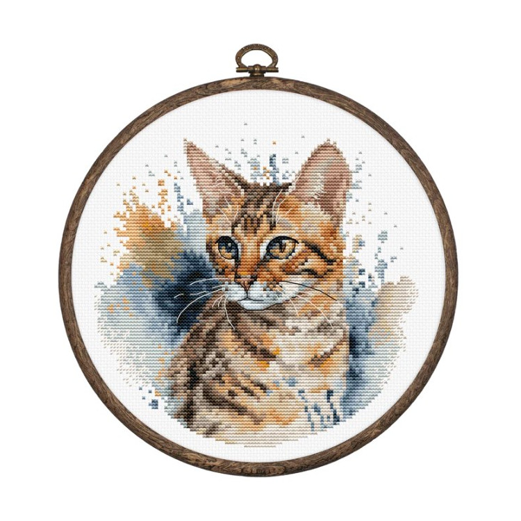 Cross Stitch Kit with Hoop Included The Bengal Cat 16x16cm SBC210