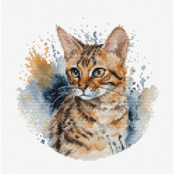 Cross Stitch Kit with Hoop Included The Bengal Cat 16x16cm SBC210