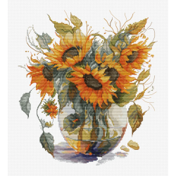 Zählmuster-Kreuzstichset „Vase mit Sonnenblume“ 24x27cm SB7025