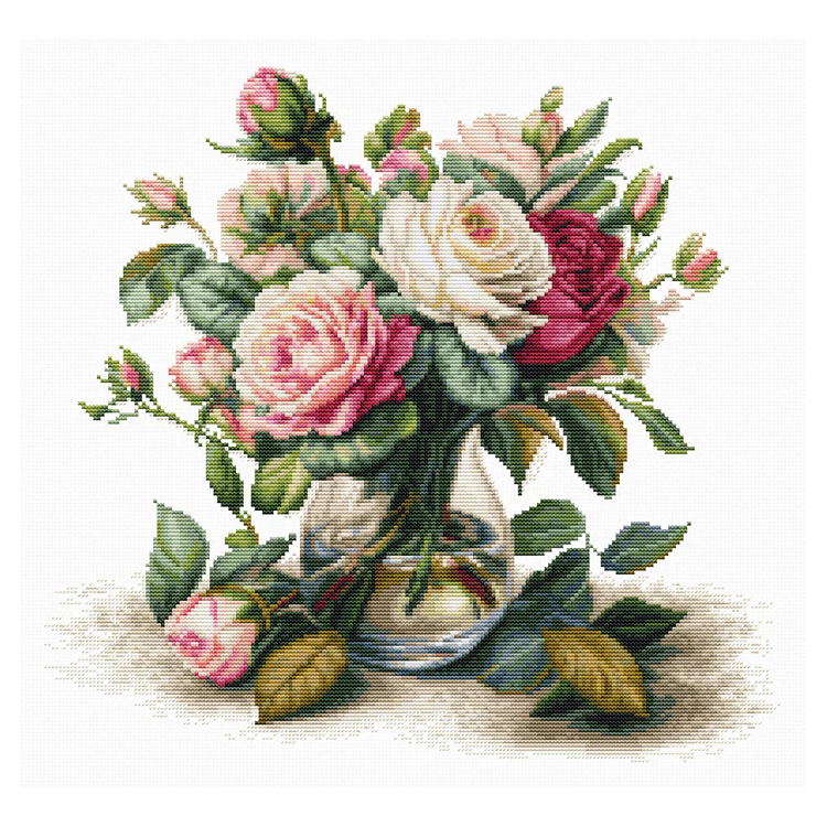 Zählmuster-Kreuzstichset „Vase mit Rosen“ 31x30cm SB7026