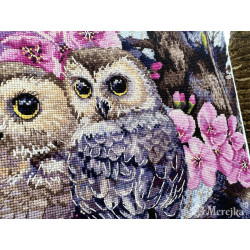 Two Owls in Spring Blossom 38x29 cm SK228