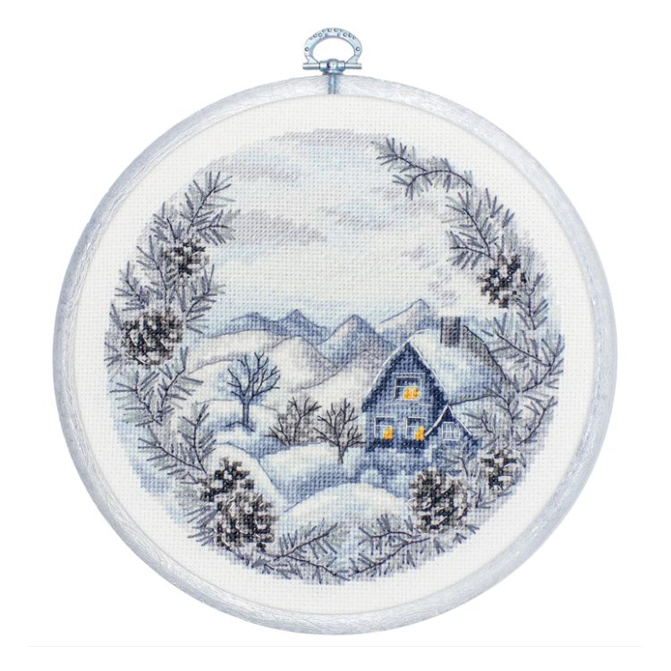 Counted Cross Stitch Kit with Hoop Included "The Winter" 17x17 cm SBC218