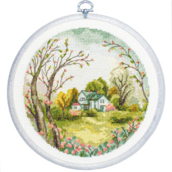 Counted Cross Stitch Kit with Hoop Included "The Spring" 17x17 cm SBC219