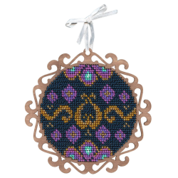 Beaded embroidery on wooden base