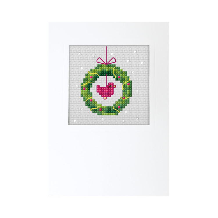 Набор для вышивки крестом Открытка ручной работы "Рождественский венок" SA6310