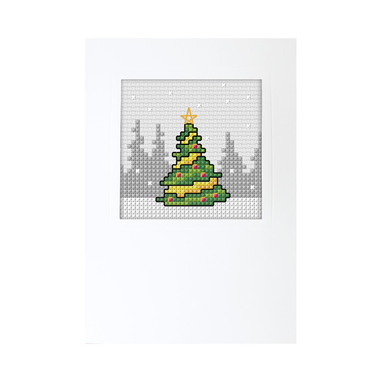 Handgefertigte Kreuzstichkarte „Weihnachtsbaum“ SA6309