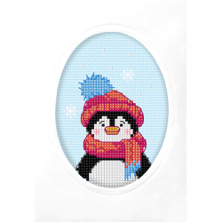 Handgefertigte Kreuzstichkarte „Pinguin“ SA6307