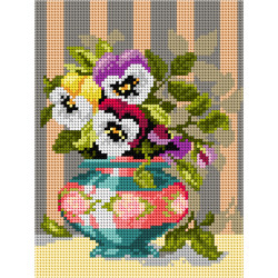 Gobelin „Stiefmütterchen in einer Vase“18x24 SA3447