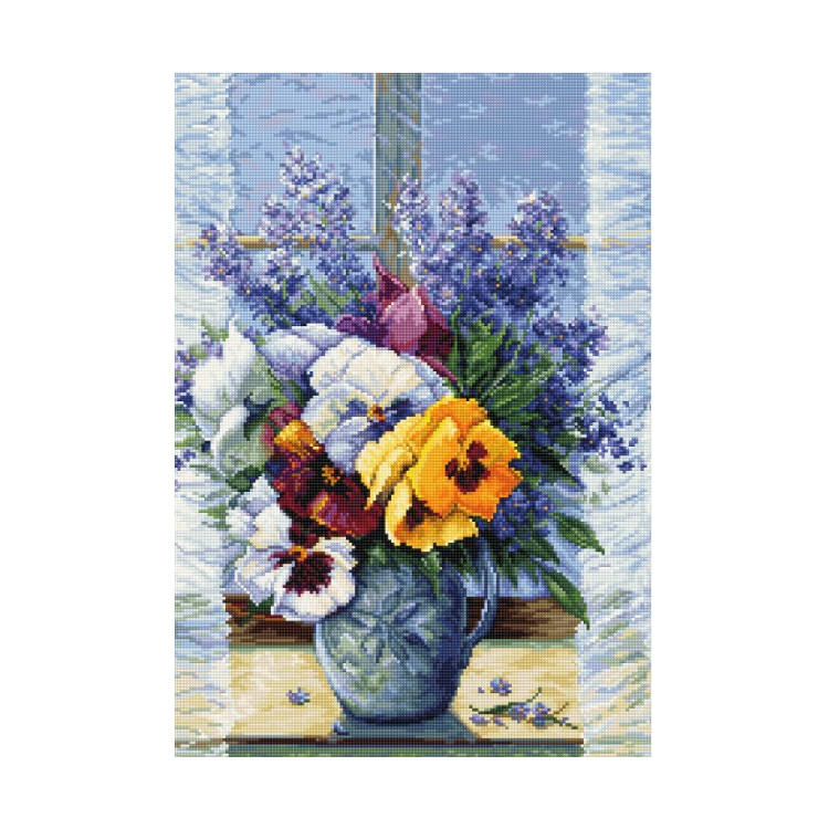 Zählmuster-Kreuzstichset „Blumenstrauß mit Stiefmütterchen“ 25x36cm SB7030