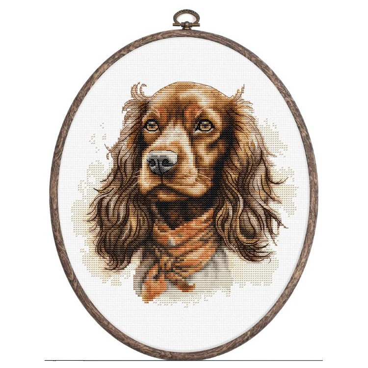 Zählmuster-Kreuzstichset mit Rahmen inklusive „Der Cocker Spaniel“ 16x16cm SBC223