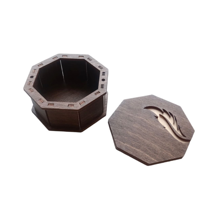 Wooden box octagonal. Feather KF057/61