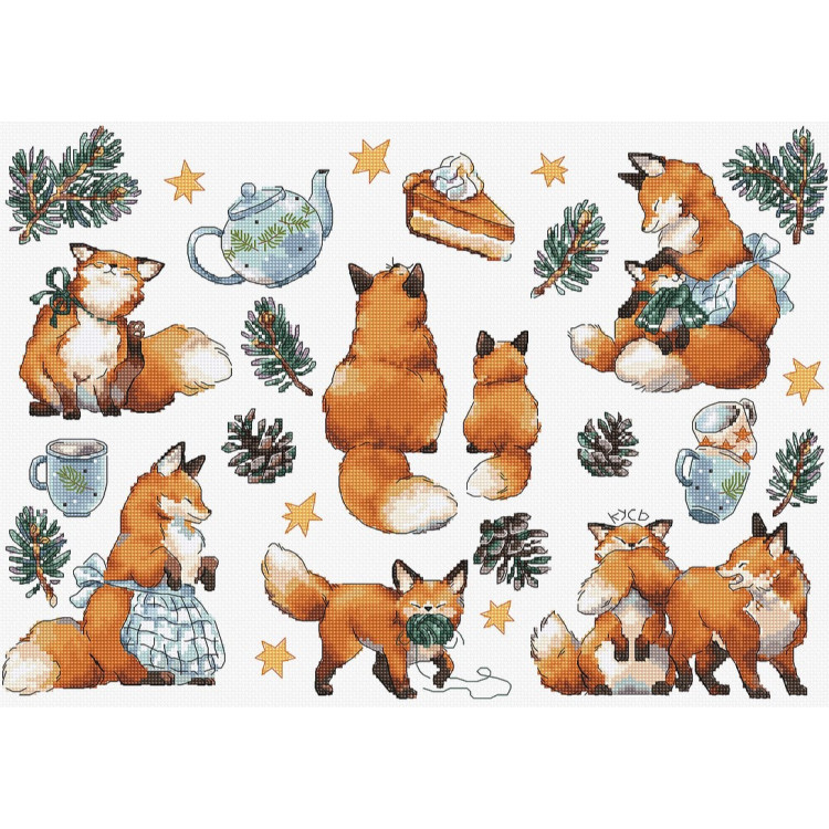 Kreuzstichset „Foxy New Year“ 39x27cm SLETIL8802