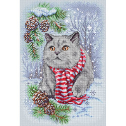 Набор для вышивки крестом "Зимний кот" 19х28см SLETIL8997