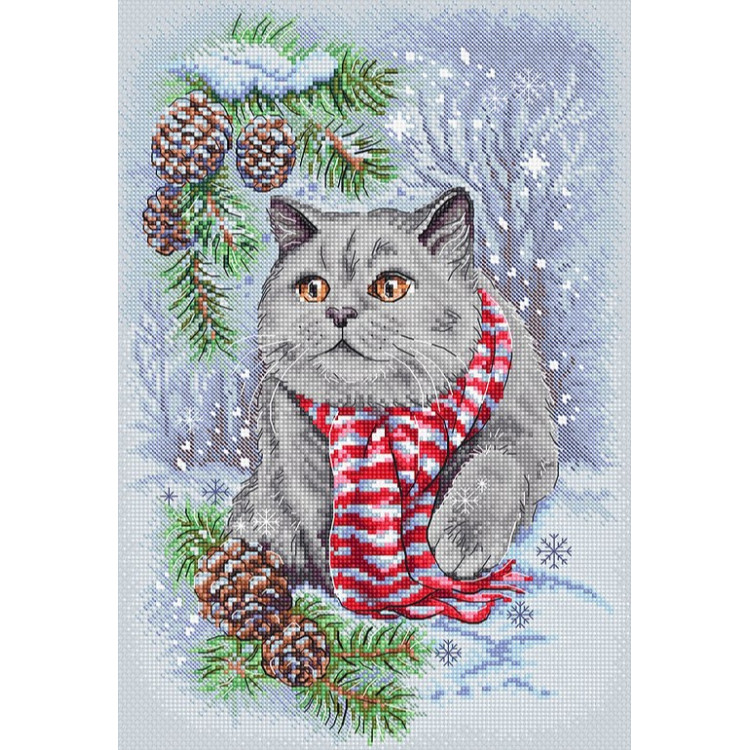 Kreuzstichset „Winterkatze“ 19x28cm SLETIL8997