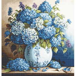 Zählmuster-Kreuzstichset „Vase mit Hortensien“ 32x33 cm SB700