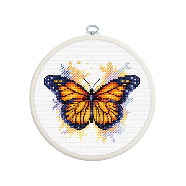 Counted Cross Stitch Kit with Hoop Included "The Monarch Butterfly" 9x8cm SBC102
