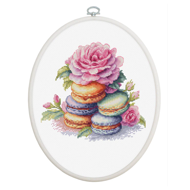 Zählmuster-Kreuzstichset mit Rahmen inklusive „French Macaron“ 16x15cm SBC226