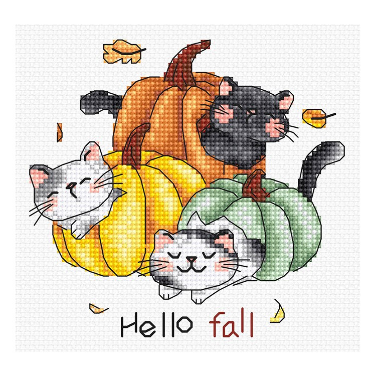 Counted Cross Stitch Kit "Hello Fall" 12x12cm SLETIL8078