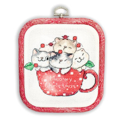 Counted Cross Stitch Kit "Meowy Christmas"-with nurge hoop included 11x9cm SLETIL8080