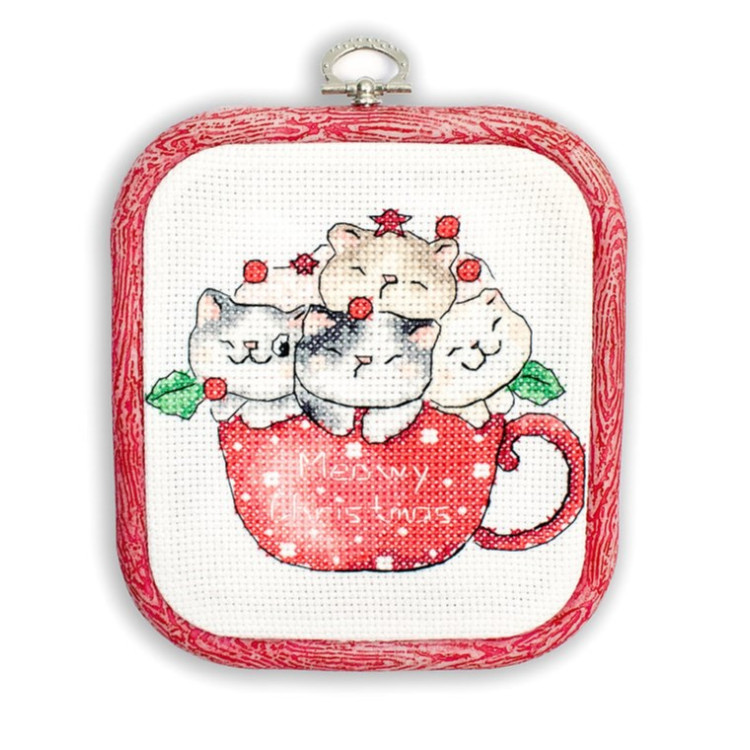 Zählmuster-Kreuzstichset „Meowy Christmas“ – inklusive Nurge-Rahmen, 11 x 9 cm SLETIL8080