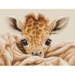 Suskaičiuotas siuvinėjimo kryželiu rinkinys „Žirafos kūdikis“ 35x25 cm SB2425