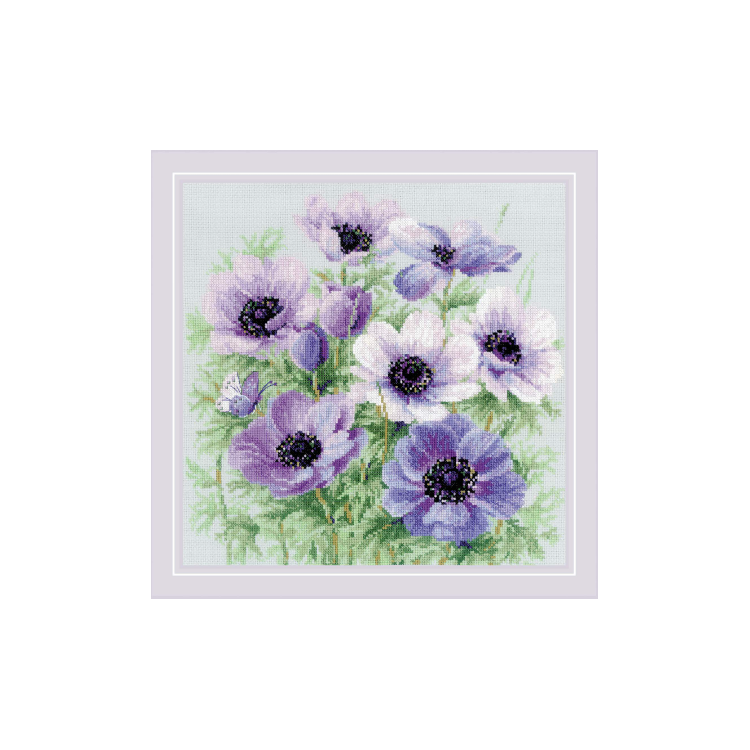 Набор для вышивки крестом "Фиолетовые анемоны" 30х30 SR2176
