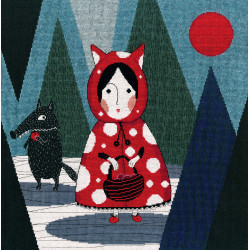 Cross-stitch kit „She has a red hooded coat. She wears it every day.” CU070
