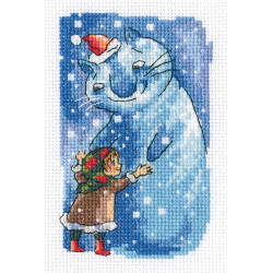 Siuvinėjimo kryželiu rinkinys "Mergaitė ir sniego katė" EH380