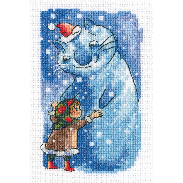 Набор для вышивания крестом "Девочка и снежный кот" ЕН380