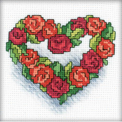 Kreuzstichset „Herz aus Rosen“ H121