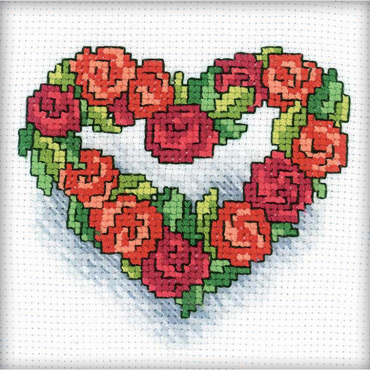 Siuvinėjimo kryželiu rinkinys "Rožių širdis" H121