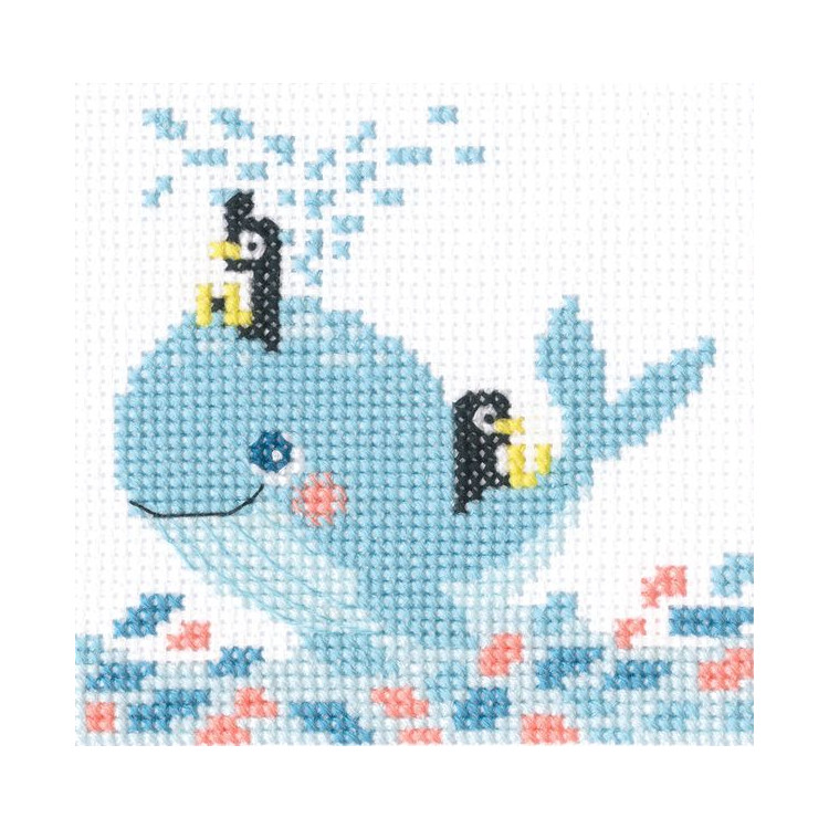 Siuvinėjimo kryželiu rinkinys "Banginis su pingvinais" H291
