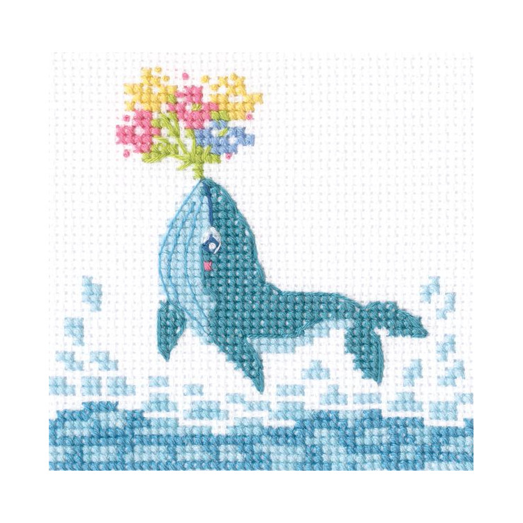 Cross-stitch kit "Whale with flowers" H292