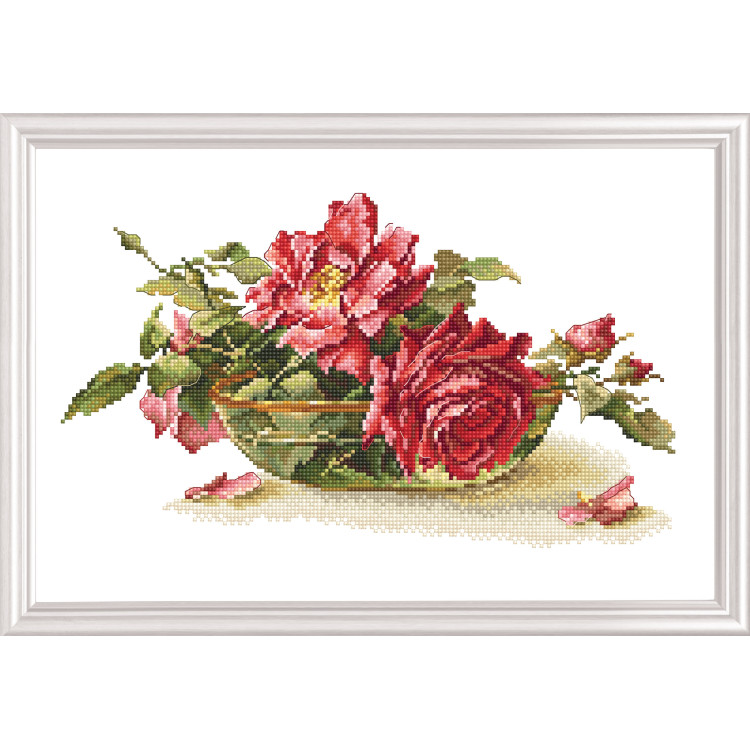 Kreuzstichset „Rosen in Teeschleife“ M525