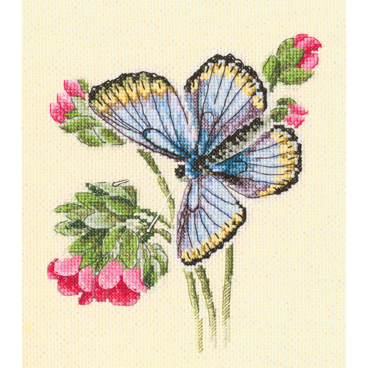 Набор для вышивки крестом "Бабочка на нежном цветке" М749