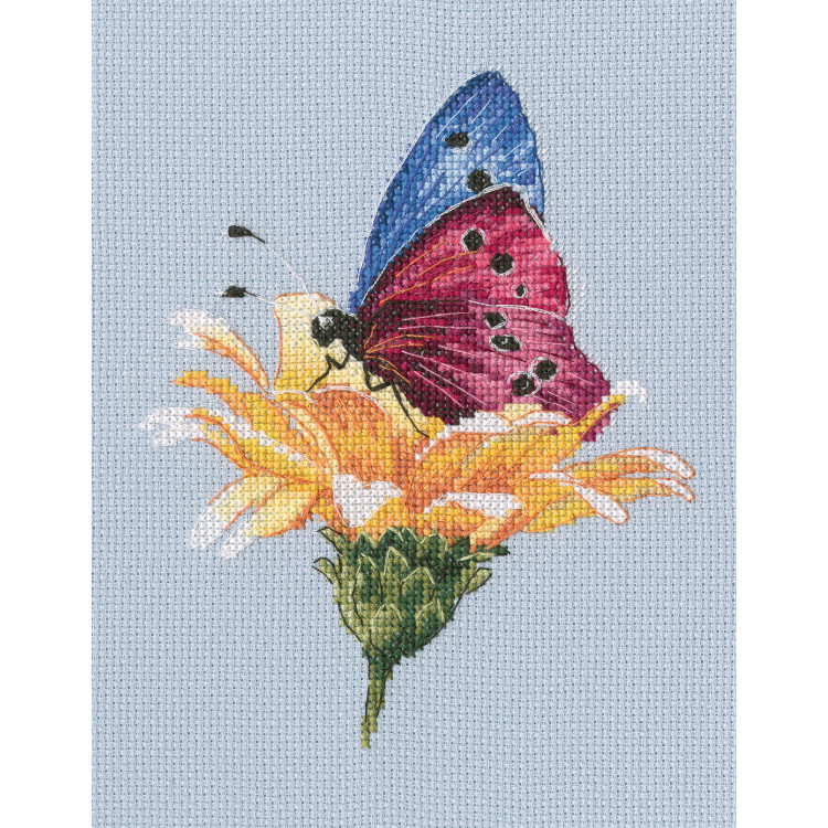 Kreuzstichset „Schmetterling auf der Blume“ M751