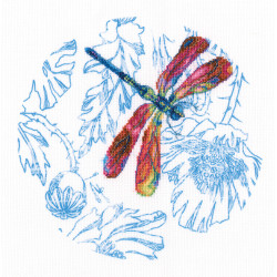 Kreuzstichset mit bedrucktem Hintergrund „Tanz der Libellen“ M70022