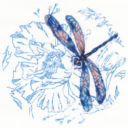 Kreuzstichset mit bedrucktem Hintergrund „Tanz der Libellen“ M70023