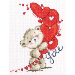 Kreuzstichset mit bedrucktem Hintergrund „Ich liebe dich“ M70032