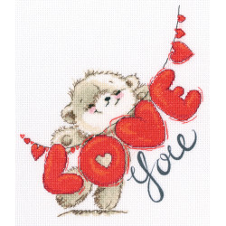 Kreuzstichset mit bedrucktem Hintergrund „Ich liebe dich“ M70033