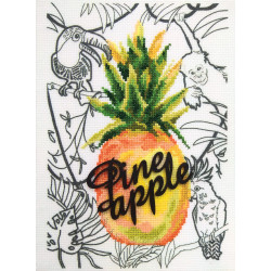 Kreuzstichset mit bedrucktem Hintergrund „Ananas“ M70036
