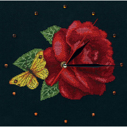 Kreuzstichset - Uhr (enthält Uhrwerk) „Zeit für Rosen“ M40008