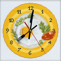 Kreuzstichset - Uhr (enthält Uhrwerk) „It's Breakfast Time“ M40009