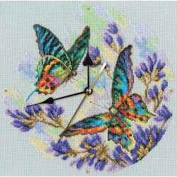 Набор для вышивания крестом часы «Радужные бабочки» М40014